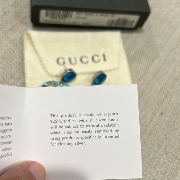 Vintage GUCCI CRYSTAL DOUBLE G EARRINGS - Picture 5 of 6